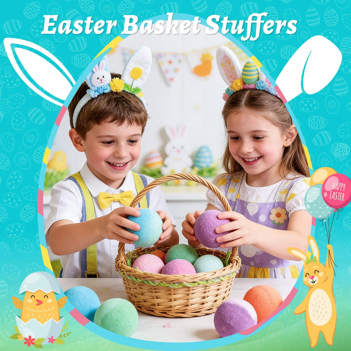Kids Bath Bombs with Surprise Toys Inside, Easter Basket Stuffers
