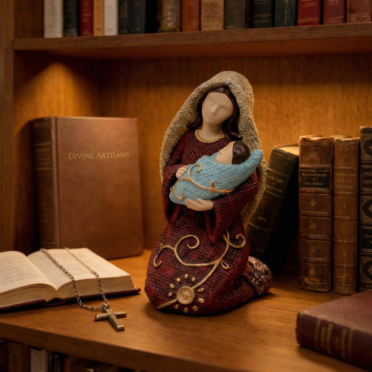 Handcrafted Virgin Mary & Baby Jesus Figurine – Religious Home Décor for Prayer Corner, Shelf & Gift Giving