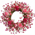 Valentine's Day Flower Wreath with Tulips & Berry for Window Porch Indoors Outside