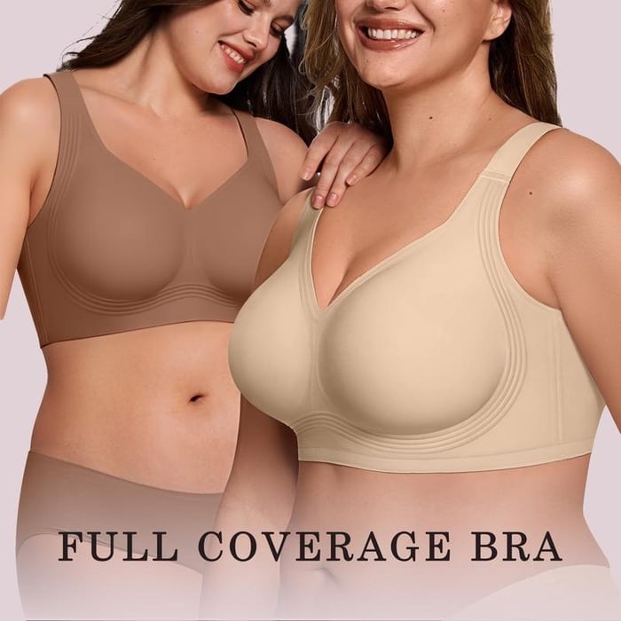 Wirefree Full-Coverage Support Bra Padded Gentle Uplift All-Day Comfort No More Sagging