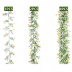 Easter Artificial Garland Decor with Colorful Eggs and Eucalyptus Leaves