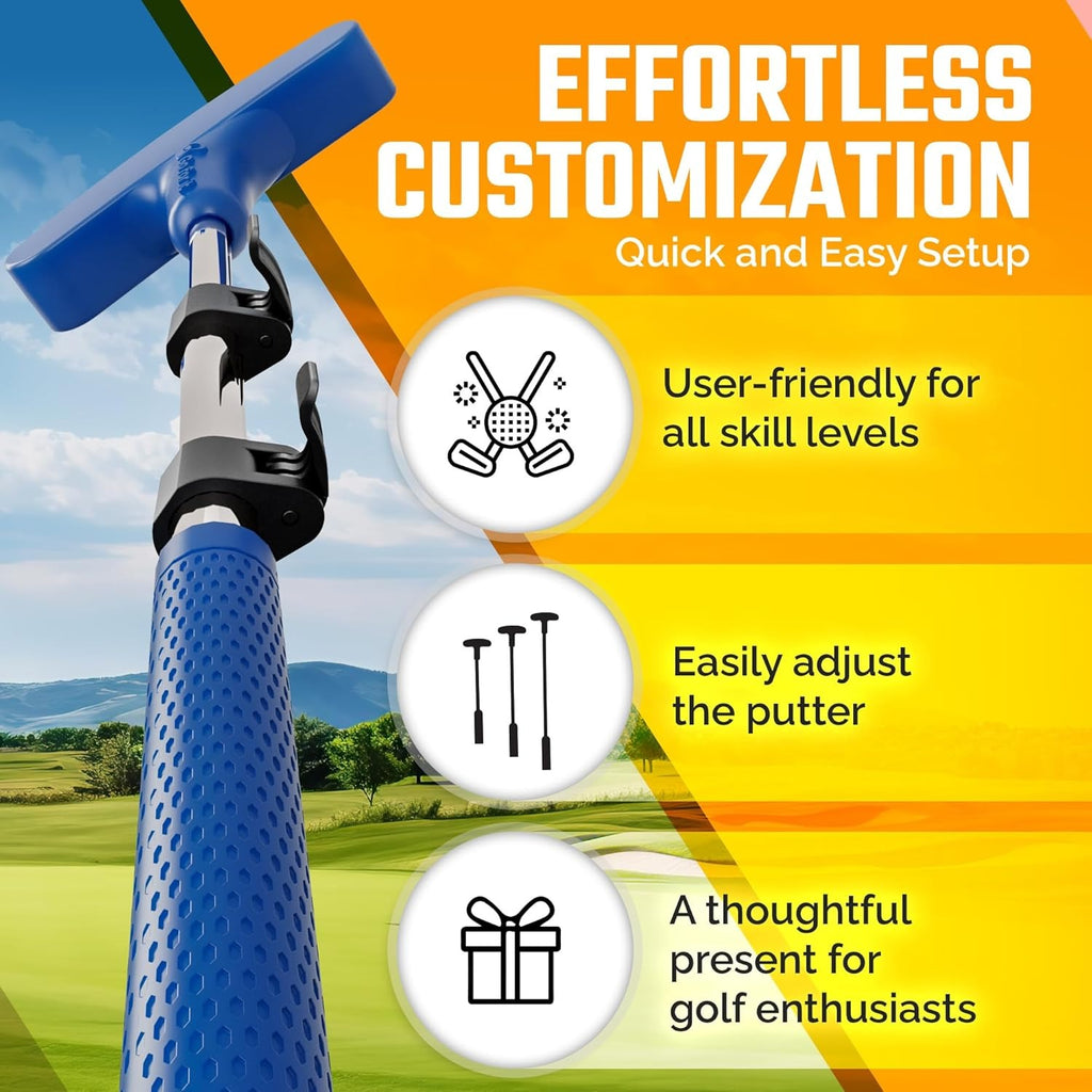 Mini Golf Set，Adjustable Golf Putte with 3 Golf Balls &  Cup with Flag