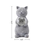 Solar-Powered Outdoor for Cat Statue with Auto-On LED Light