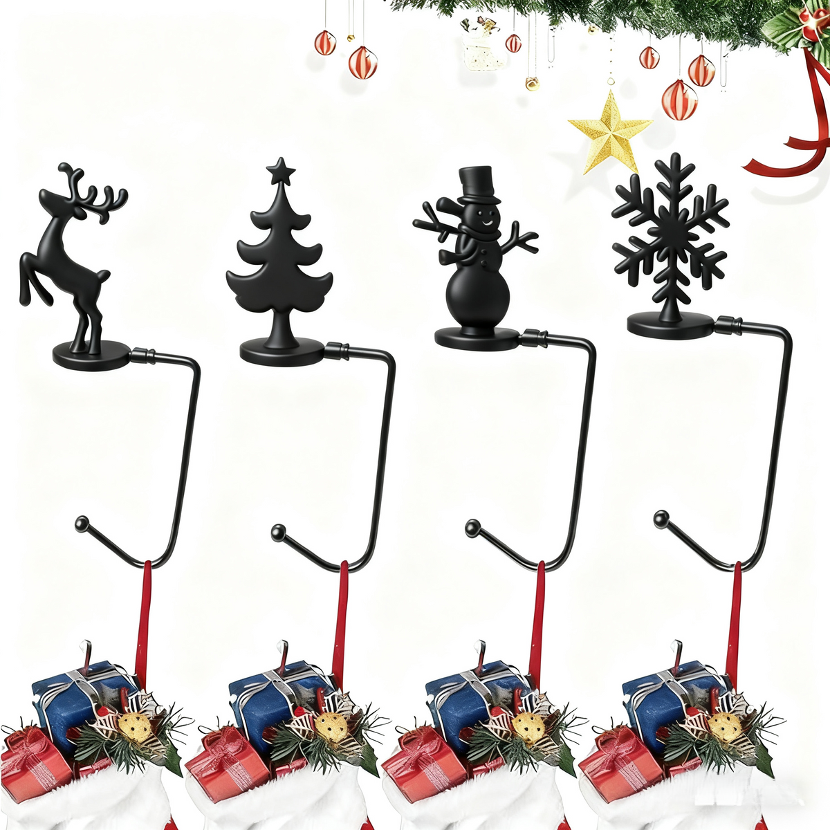 🎄2025 Christmas On Sale🐈4 PCS Christmas Stocking Holders for Mantle