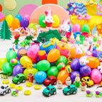 Easter Eggs Toys and Stickers for Easter Egg Hunt, Filled with Toys Party Favors for Kids Boys Girls Easter Eggs Hunt, Basket Stuffers Fillers, Classroom Prize Supplies Kids Outdoor Play