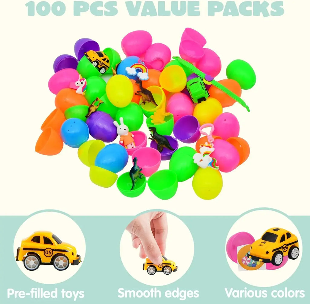 Easter Eggs Toys and Stickers for Easter Egg Hunt, Filled with Toys Party Favors for Kids Boys Girls Easter Eggs Hunt, Basket Stuffers Fillers, Classroom Prize Supplies Kids Outdoor Play