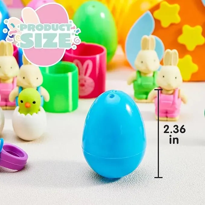Easter Eggs Toys and Stickers for Easter Egg Hunt, Filled with Toys Party Favors for Kids Boys Girls Easter Eggs Hunt, Basket Stuffers Fillers, Classroom Prize Supplies Kids Outdoor Play