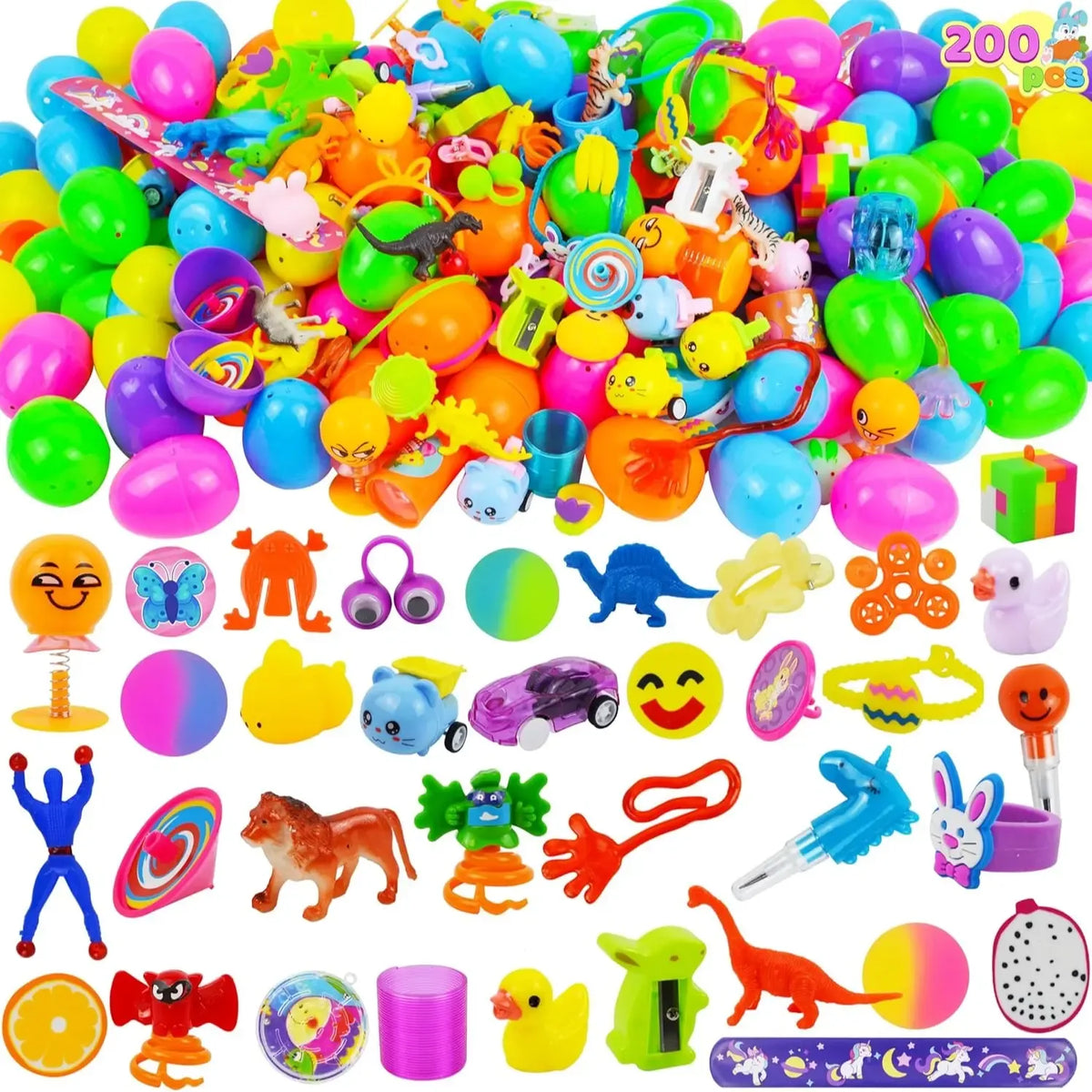 Easter Eggs Toys and Stickers for Easter Egg Hunt, Filled with Toys Party Favors for Kids Boys Girls Easter Eggs Hunt, Basket Stuffers Fillers, Classroom Prize Supplies Kids Outdoor Play