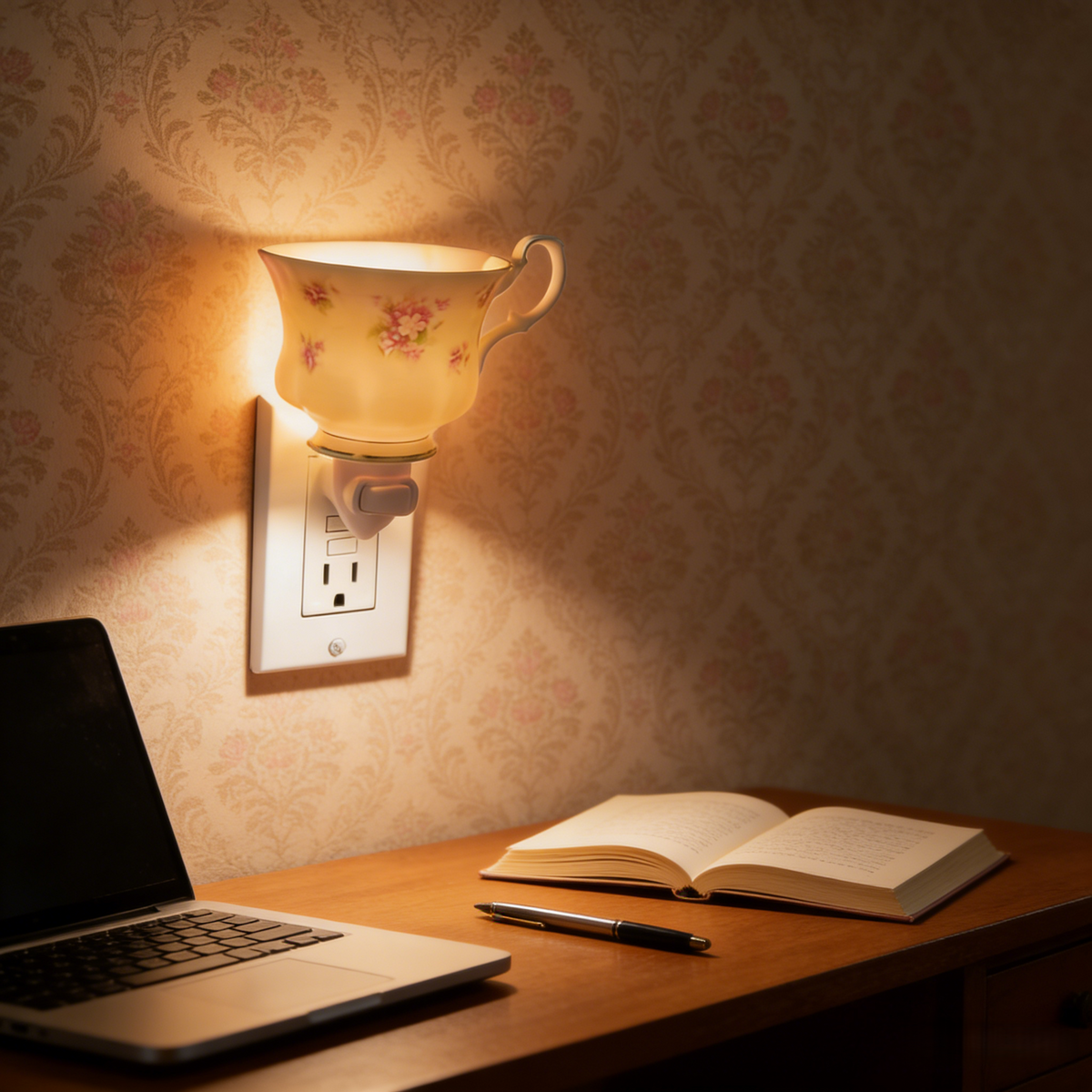 Vintage Pastoral Teapot Plug-In Night Light