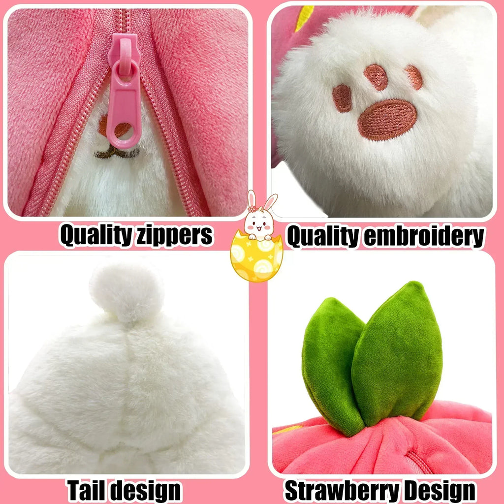 🐇 Easter Sale: 50% OFF！！💥Strawberry Bunny Transformed into Little Rabbit🎀 Fruit Doll Plush Toy🐰