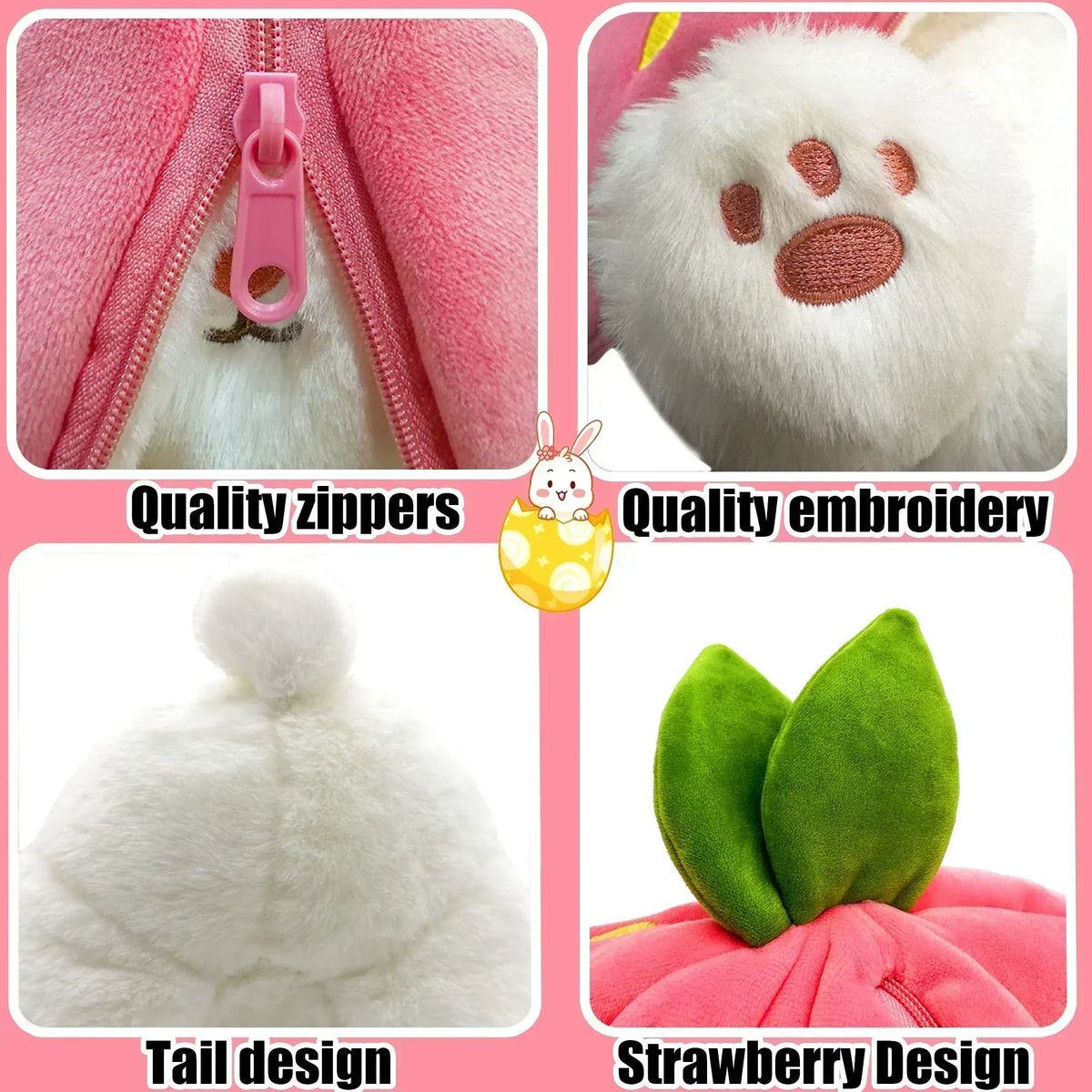 🐇 Easter Sale: 50% OFF！！💥Strawberry Bunny Transformed into Little Rabbit🎀 Fruit Doll Plush Toy🐰