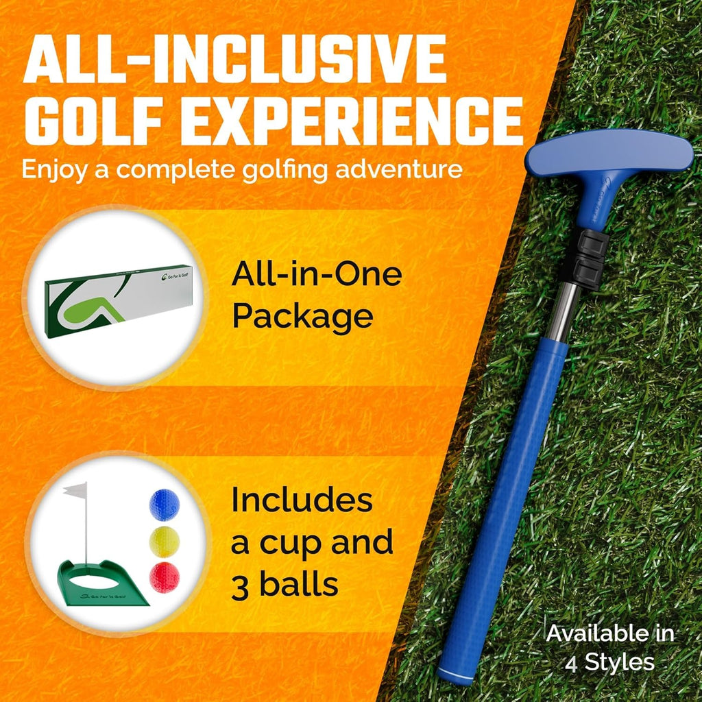 Mini Golf Set，Adjustable Golf Putte with 3 Golf Balls &  Cup with Flag