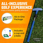 Mini Golf Set，Adjustable Golf Putte with 3 Golf Balls &  Cup with Flag