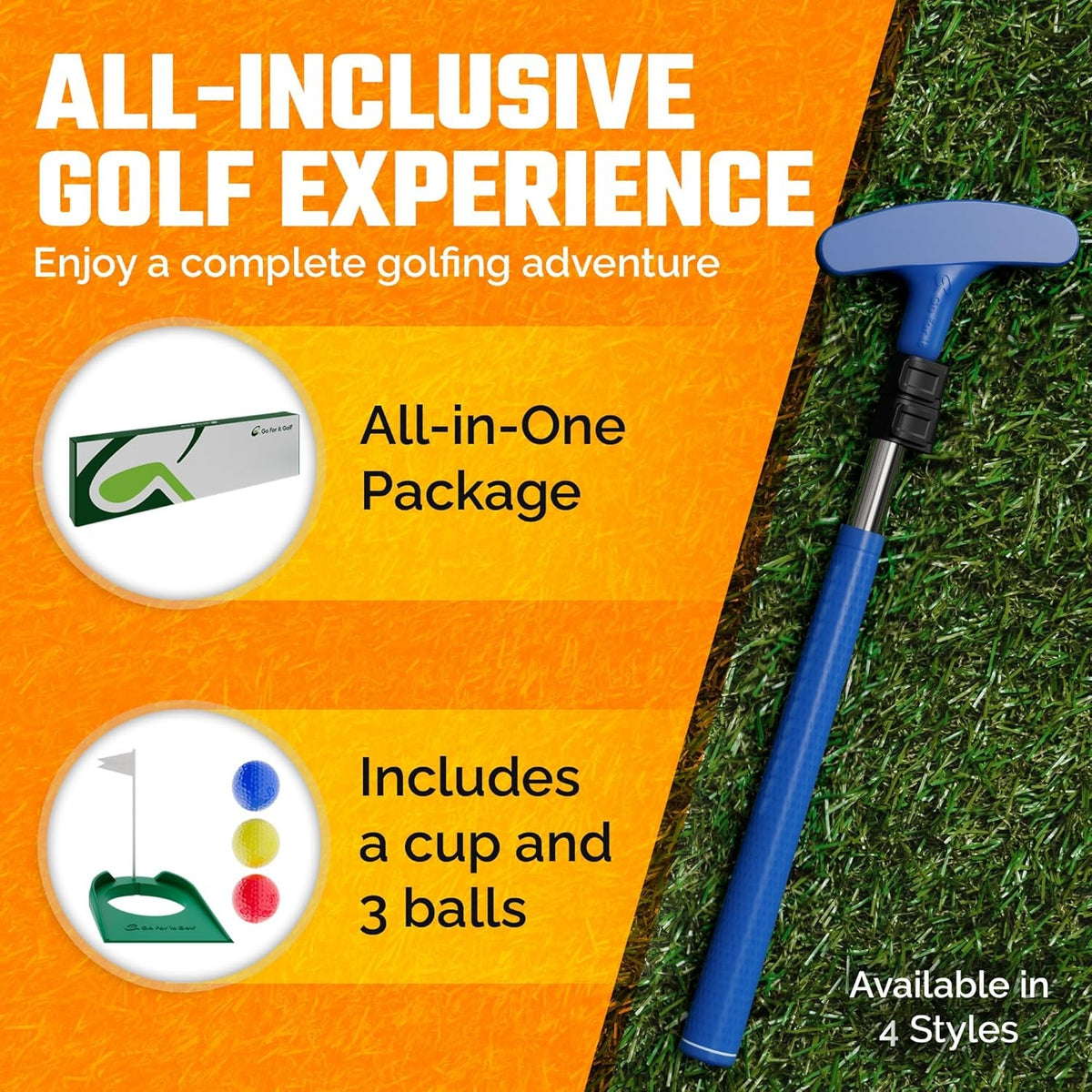 Mini Golf Set，Adjustable Golf Putte with 3 Golf Balls &  Cup with Flag