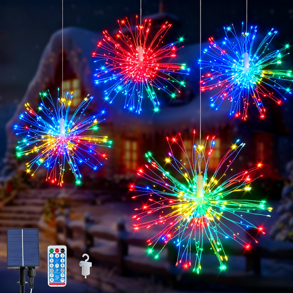 🎄2025 Christmas On Sale✨4 Pack Hanging Firework Lights with 8 Modes
