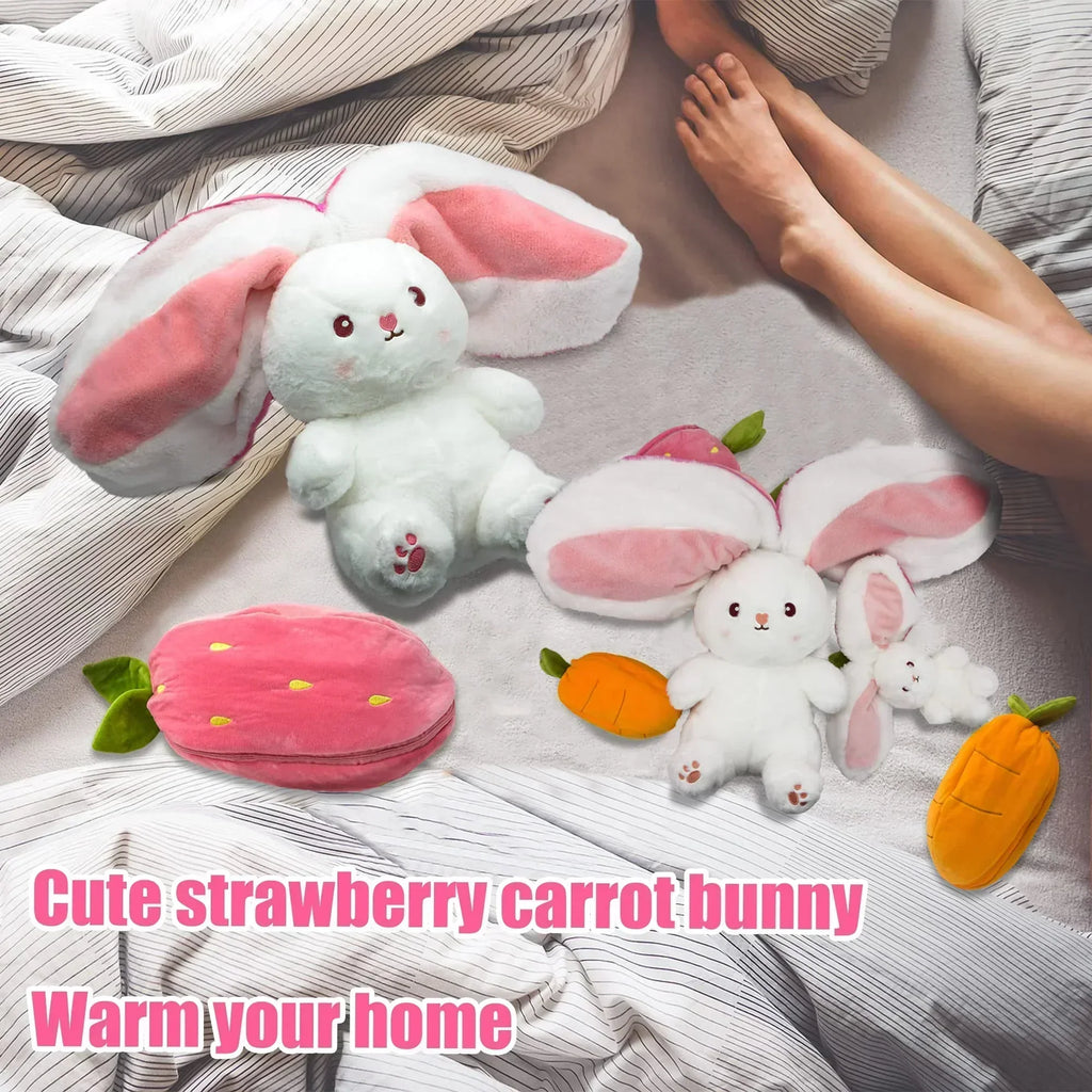 🐇 Easter Sale: 50% OFF！！💥Strawberry Bunny Transformed into Little Rabbit🎀 Fruit Doll Plush Toy🐰