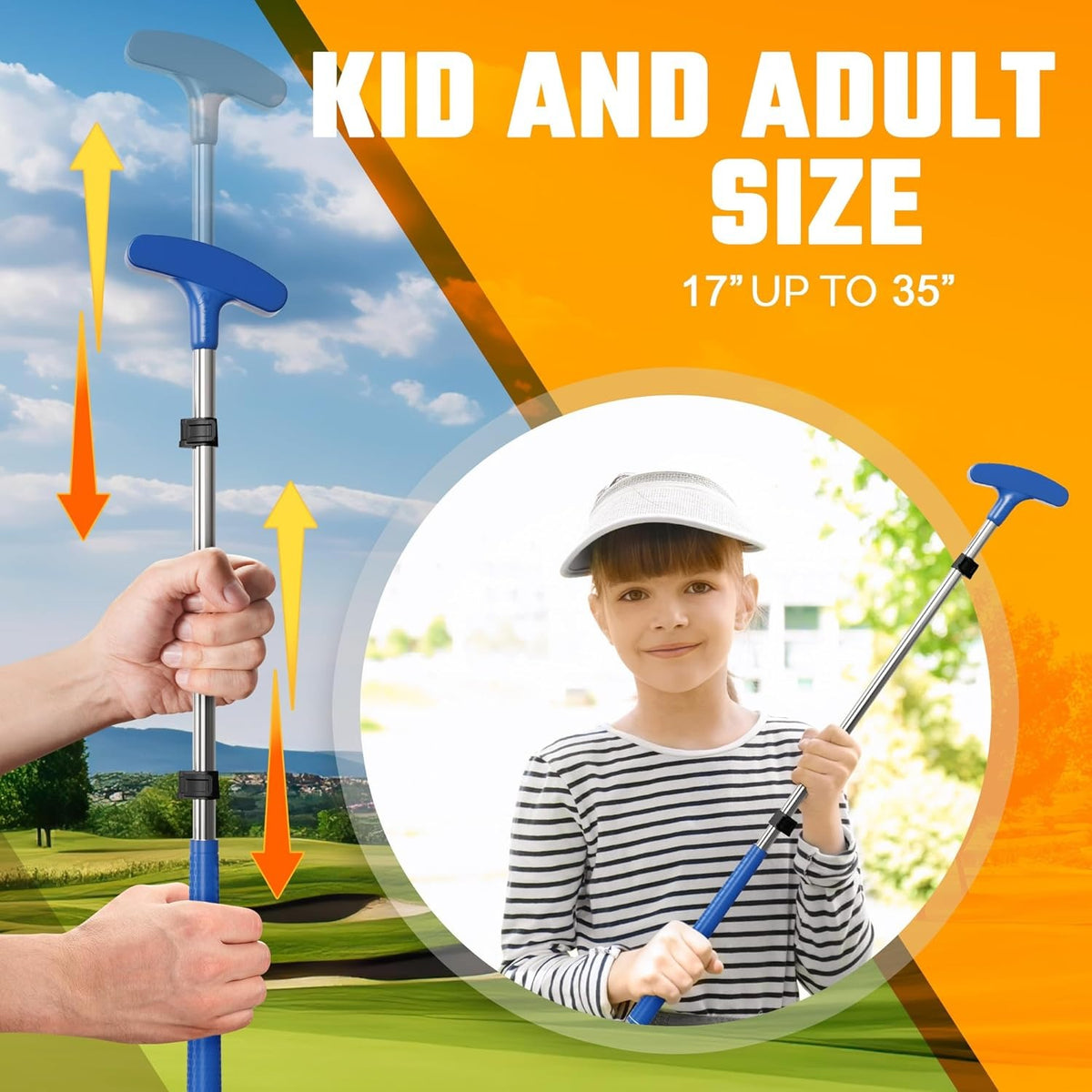 Mini Golf Set，Adjustable Golf Putte with 3 Golf Balls &  Cup with Flag