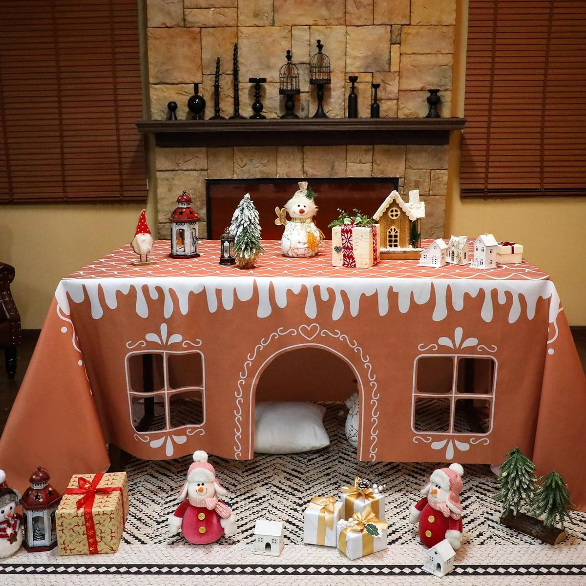 🎄2025 Christmas On Sale✨Christmas Gingerbread Playhouse Table Cover