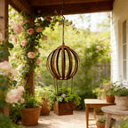 Rusty Metal Hot Air Balloon Hanging Basket