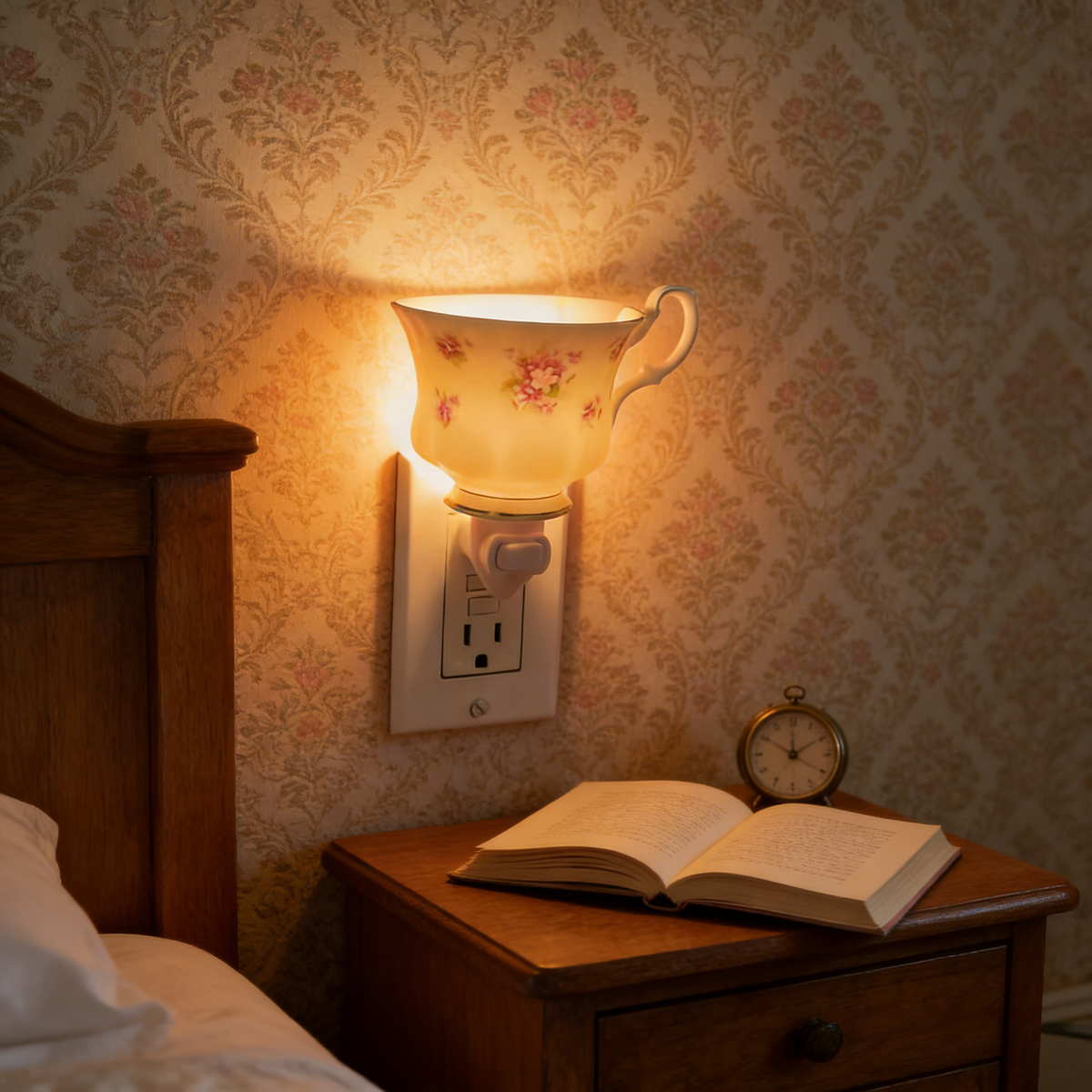 Vintage Pastoral Teapot Plug-In Night Light