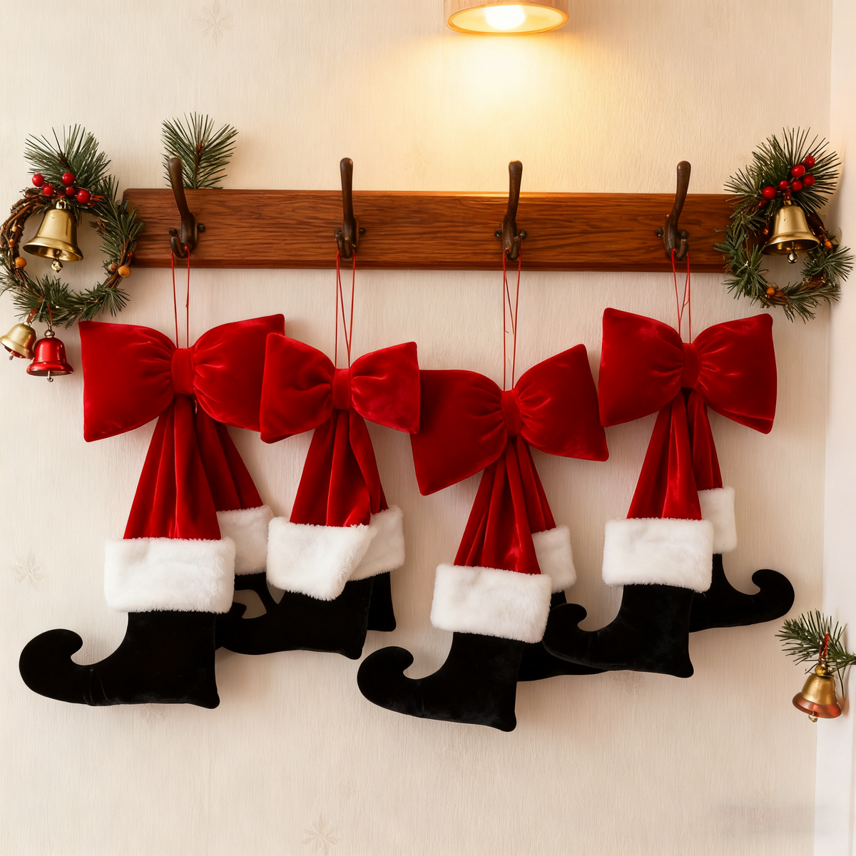 🎄Early Christmas Sale🔥Christmas Bow Ornament with Black Feet