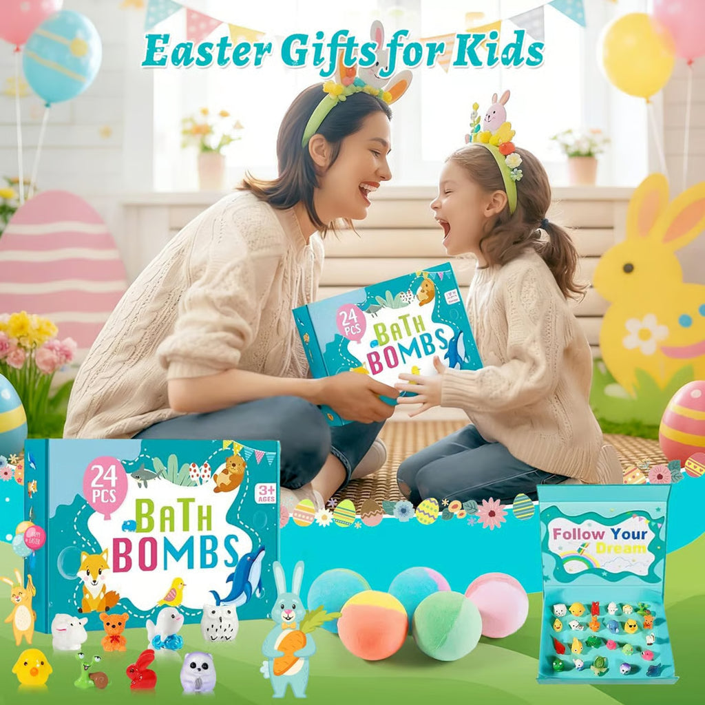 Kids Bath Bombs with Surprise Toys Inside, Easter Basket Stuffers