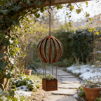 Rusty Metal Hot Air Balloon Hanging Basket