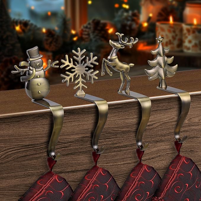 🎄2025 Christmas On Sale🐈4 PCS Christmas Stocking Holders for Mantle