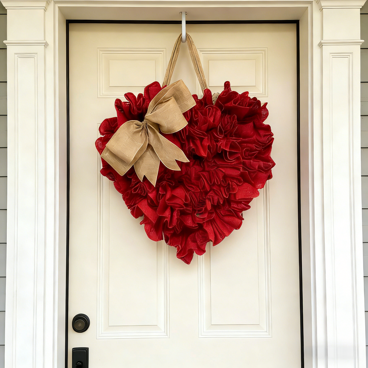 Valentines  Burlap Wreath  Door Decor