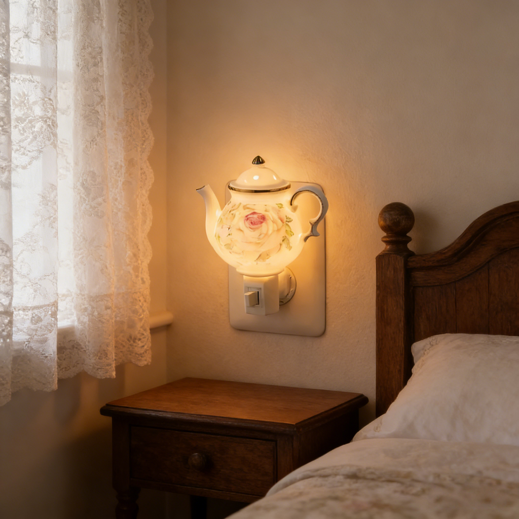 Vintage Pastoral Teapot Plug-In Night Light