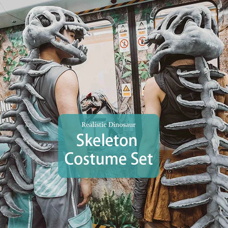 HOMERO Realistic Dinosaur Skeleton Costume with Skull Headpiece🦖