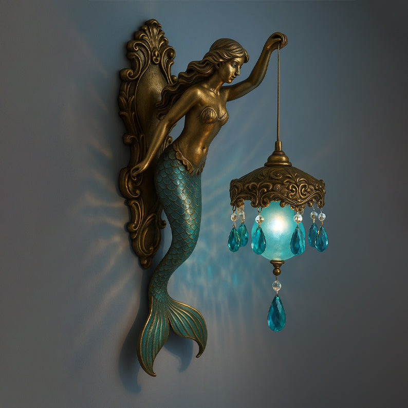 🧜‍♀️ Mermaid Fantasy Wall Lamp | Vintage Coastal Art Lighting