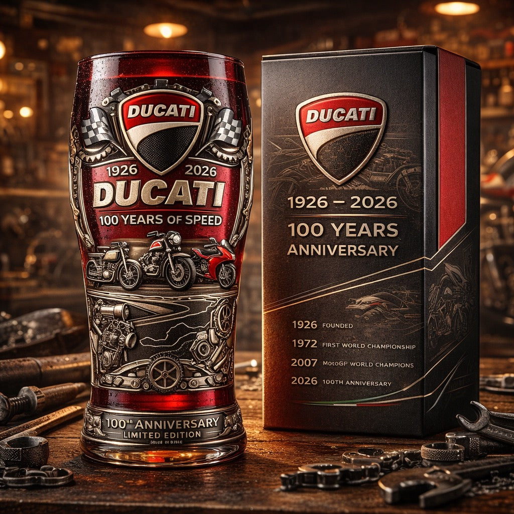 Ducati 1926–2026 100th Anniversary 3D Relief Pint Glass🔥🔥