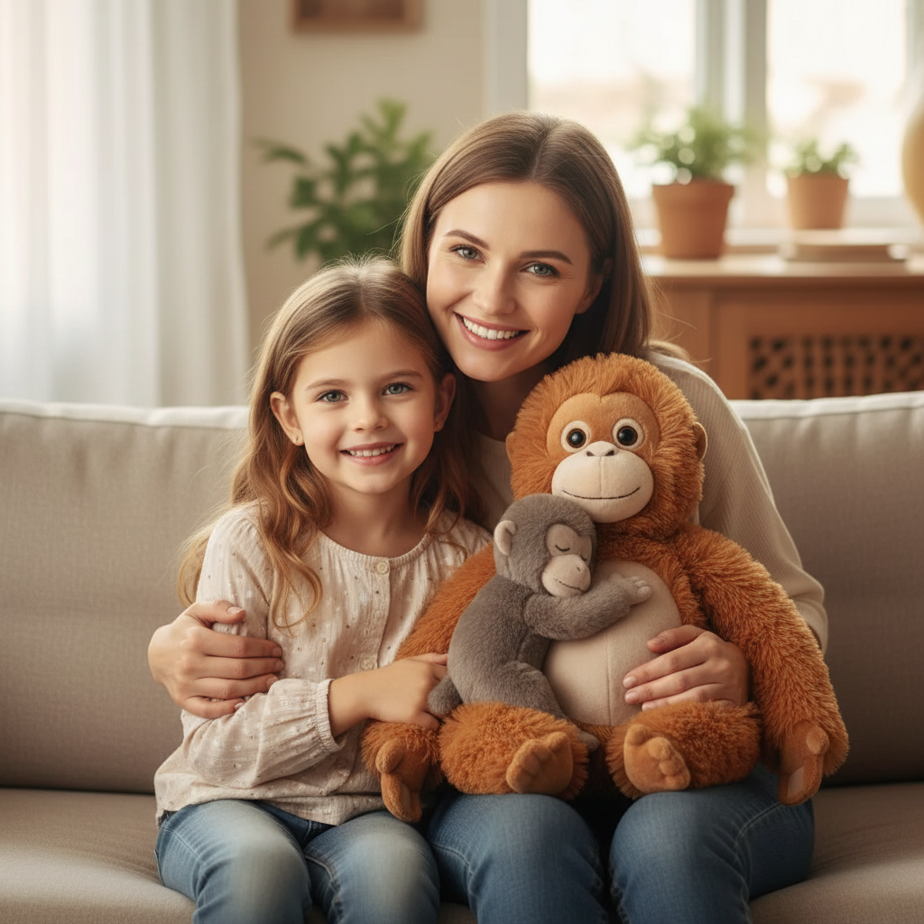 Attached Mama And Punch Monkey Plush Toy🐒