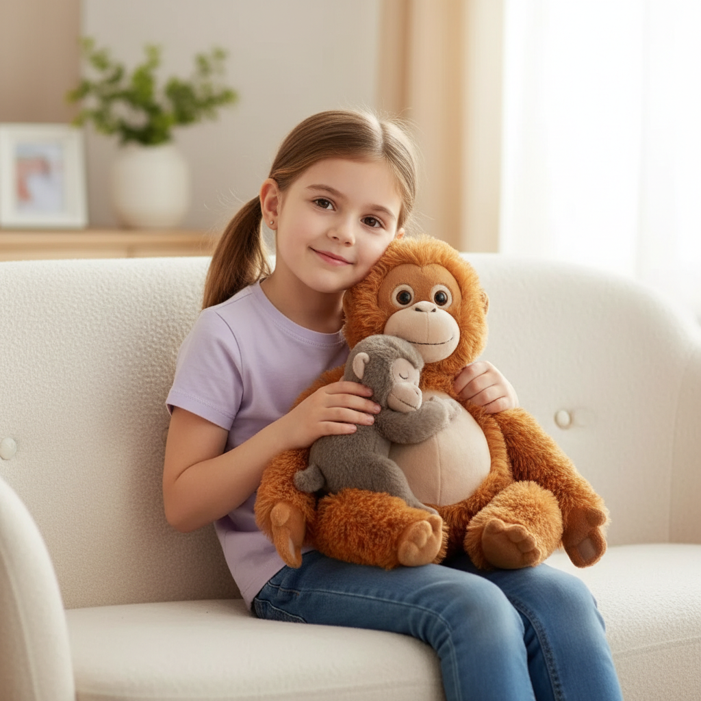 Attached Mama And Punch Monkey Plush Toy🐒