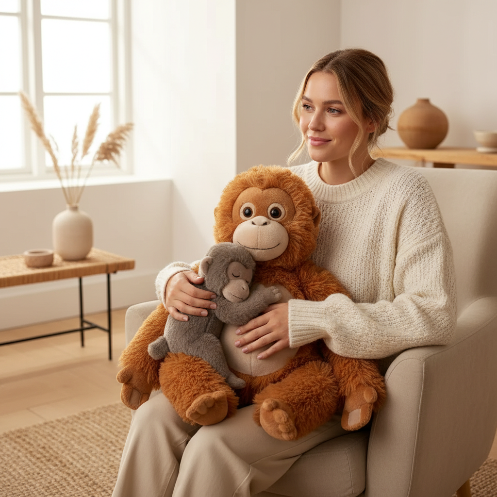 Attached Mama And Punch Monkey Plush Toy🐒