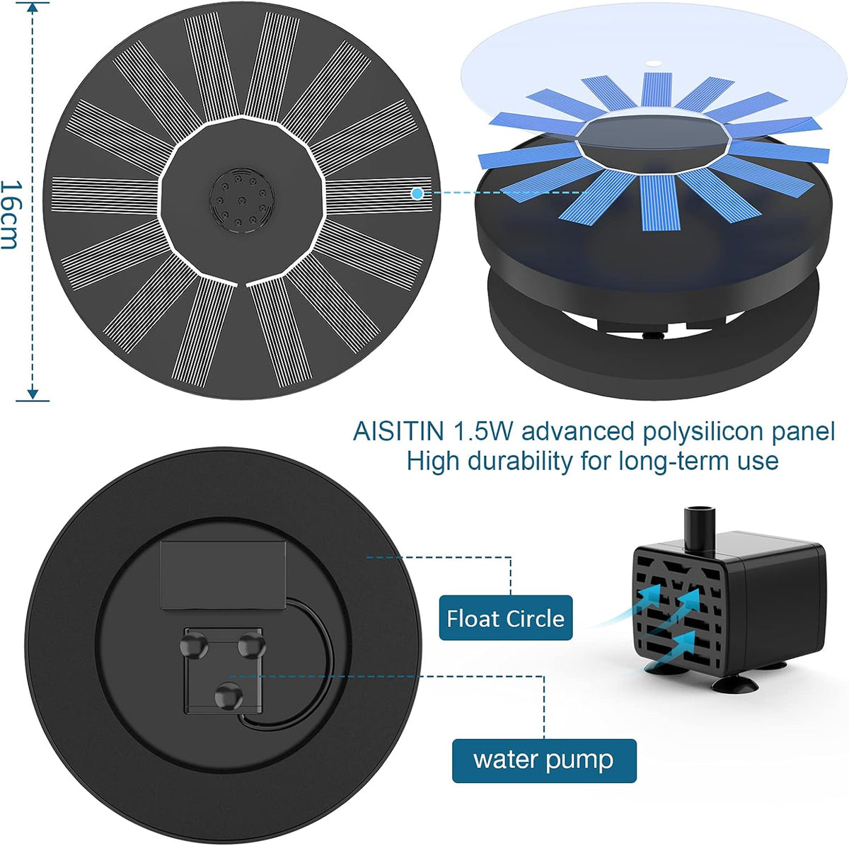 AISITIN Solar Bird Bath Fountain