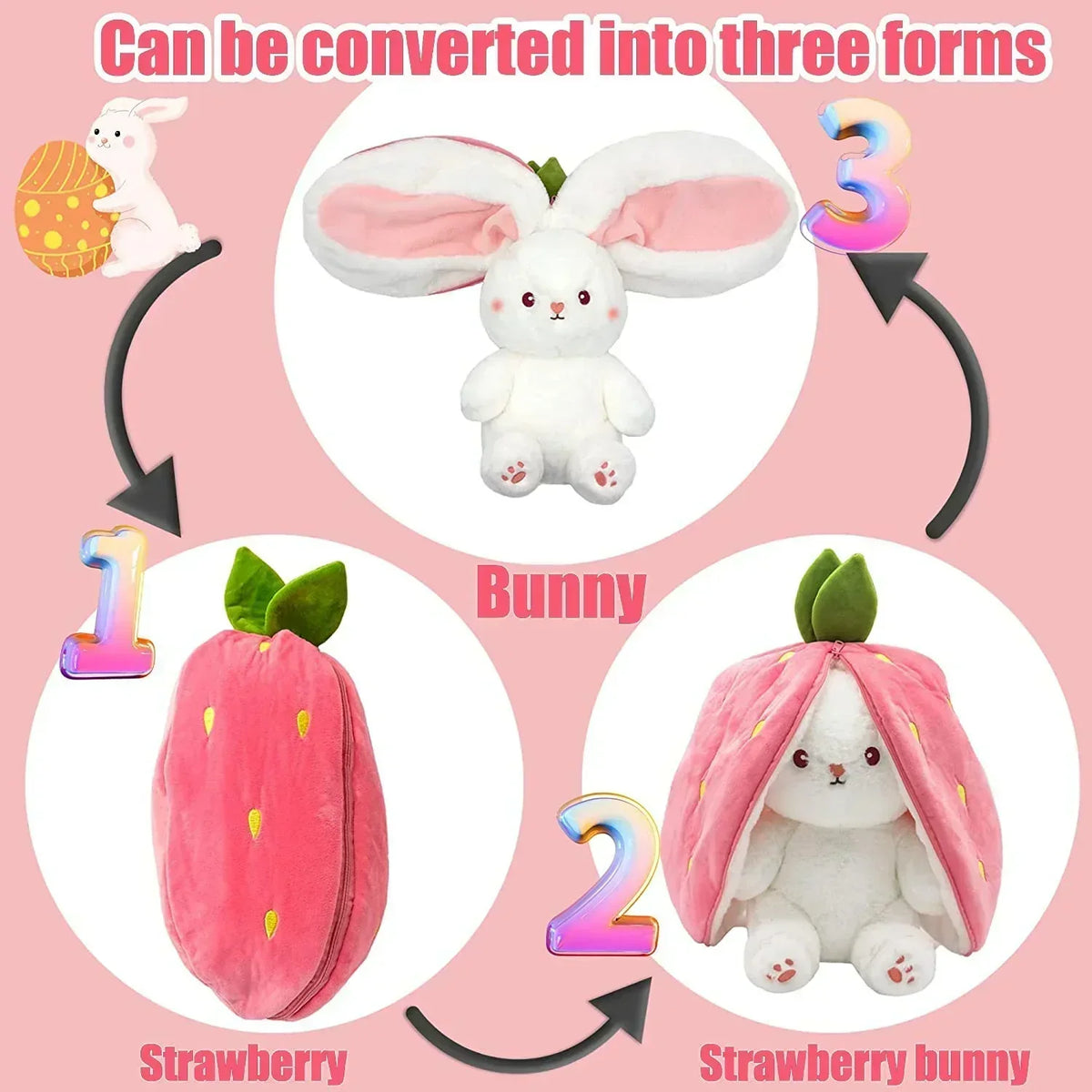 🐇 Easter Sale: 50% OFF！！💥Strawberry Bunny Transformed into Little Rabbit🎀 Fruit Doll Plush Toy🐰