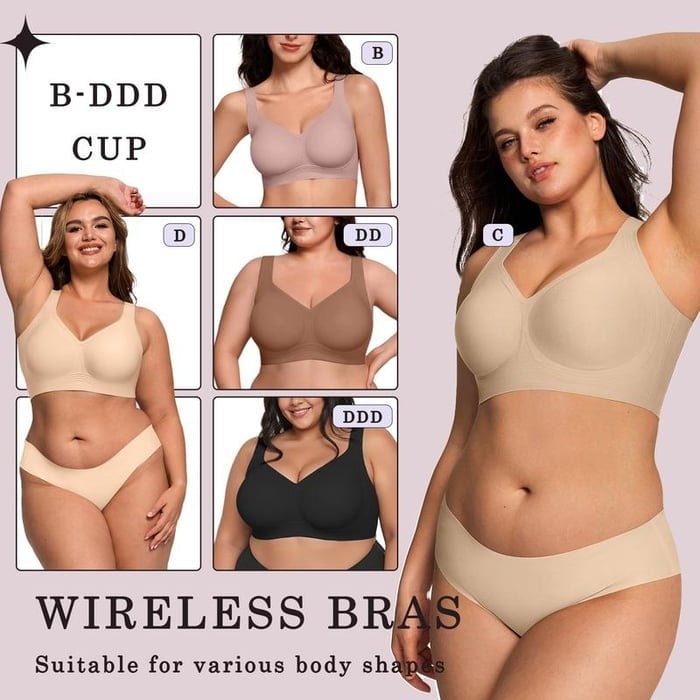 Wirefree Full-Coverage Support Bra Padded Gentle Uplift All-Day Comfort No More Sagging