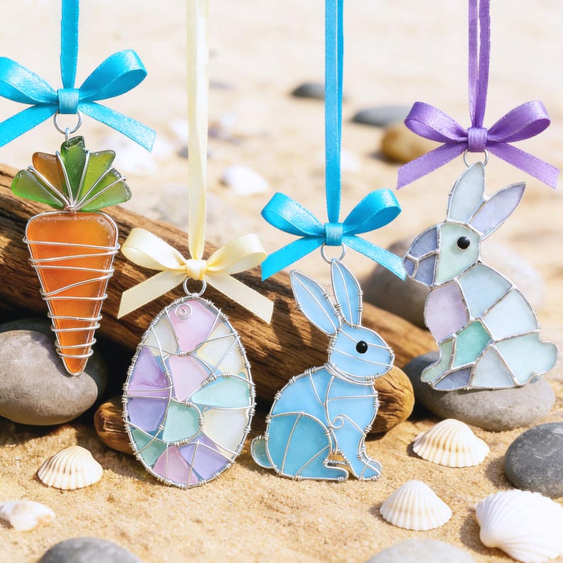 🐇 Easter Threaded Sea Glass Pendants Collection | 5 Spring Styles