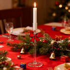 🎄Early Christmas Sale🔥Clear Glass Christmas Taper Candle Holder with Bow