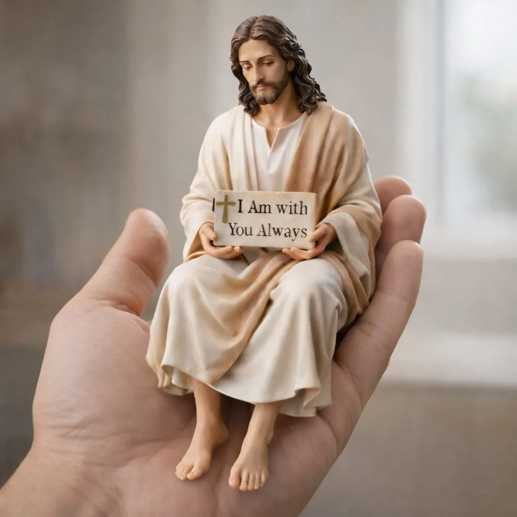 Hand-Painted Ceramic Jesus Figurine-Serene Desk Companion