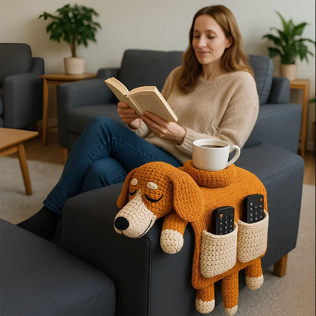 Crochet Dog Sofa Organizer with Cup Holder