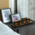 4 Glass Tea Light Candle Holders with Wooden Candle Holders Tray and Pebbles