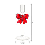 🎄Early Christmas Sale🔥Clear Glass Christmas Taper Candle Holder with Bow