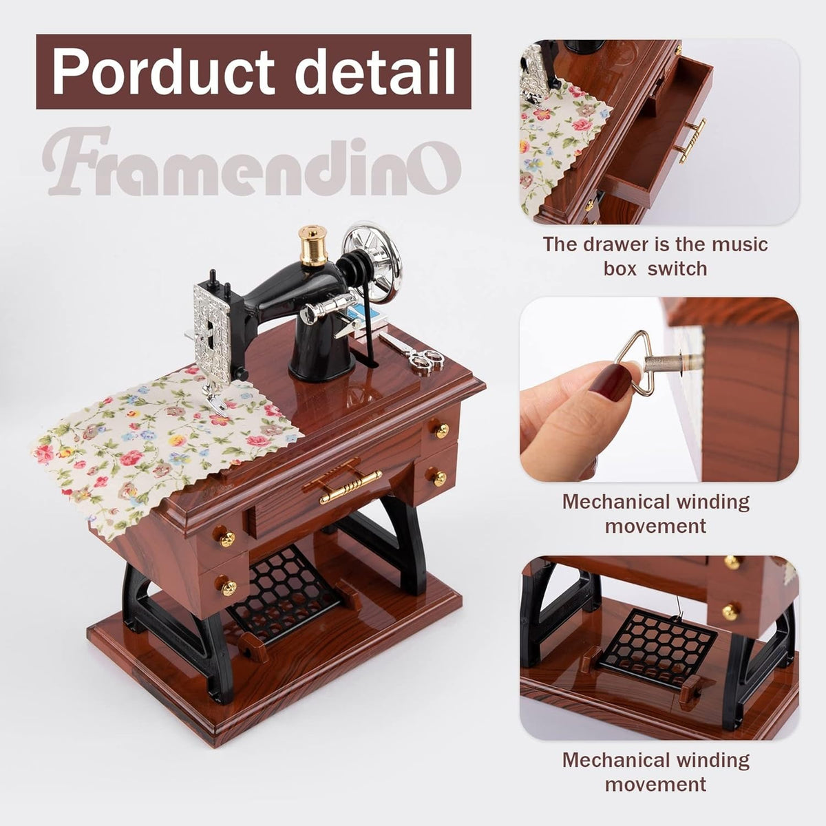 Vintage Sewing Machine Music Box