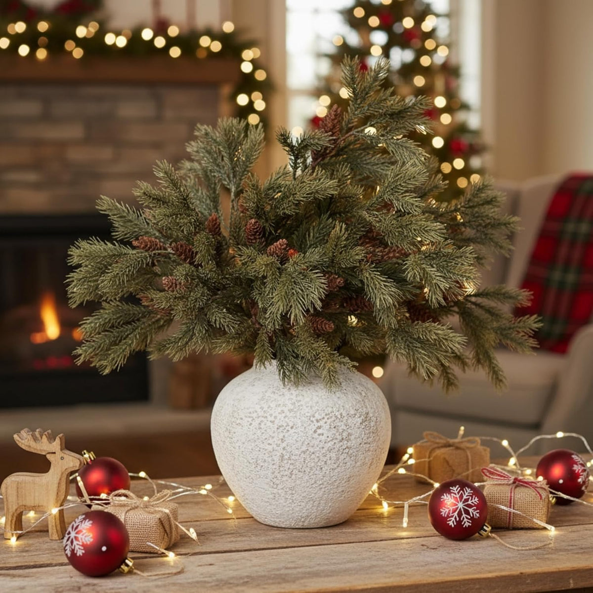🎄2025 Christmas On Sale✨Christmas Artificial Cedar Stems with Pine Cones