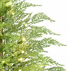 Pre-Lit Green Cypress Artificial Christmas Tree With Woven Basket And Timer