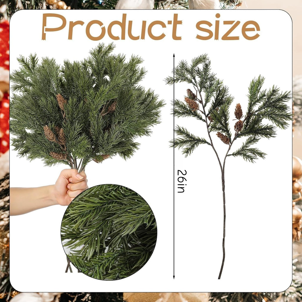 🎄2025 Christmas On Sale✨Christmas Artificial Cedar Stems with Pine Cones