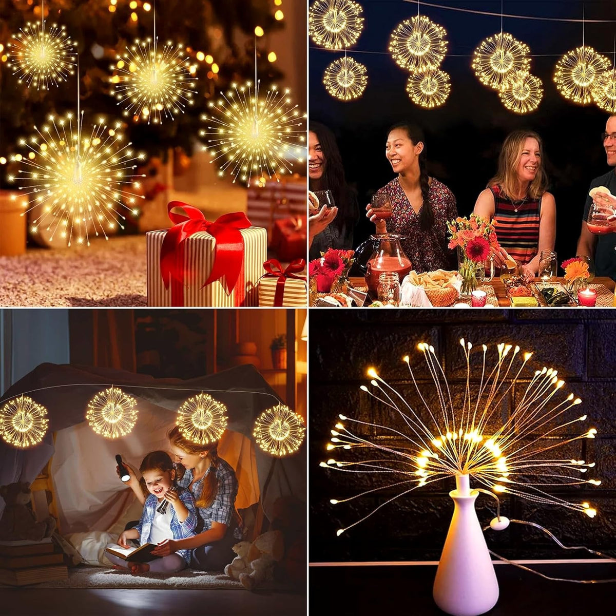 🎄2025 Christmas On Sale✨4 Pack Hanging Firework Lights with 8 Modes
